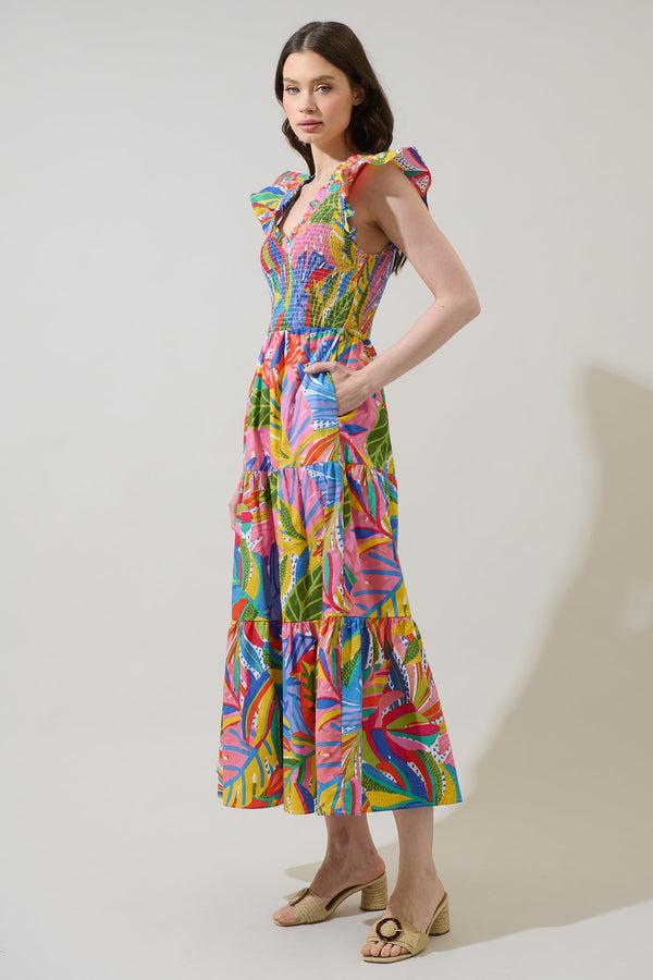 Sugarlips New Guinea Sunfire Tiered Midi Dress