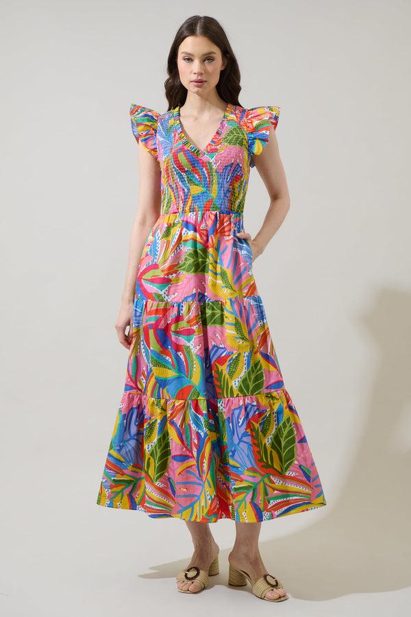 sugarlips New Guinea Sunfire Tiered Midi Dress