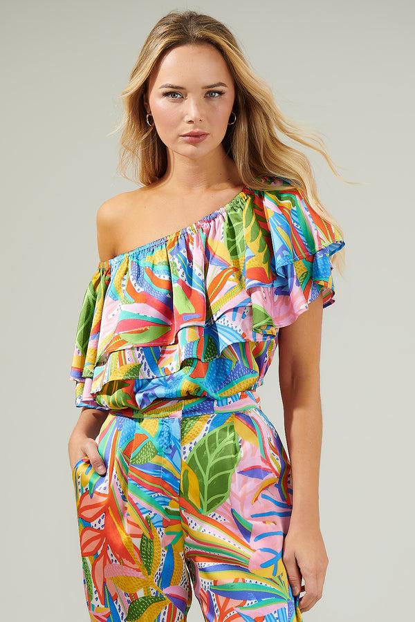 sugarlips New Guinea Tropical One Shoulder Top