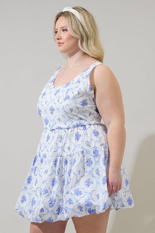 Sugarlips Nia Floral Drea Bubble Mini Dress Curve