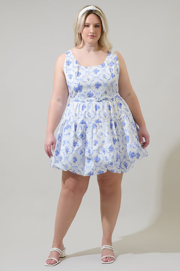 Sugarlips Nia Floral Drea Bubble Mini Dress Curve