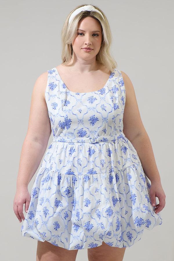 sugarlips Nia Floral Drea Bubble Mini Dress Curve