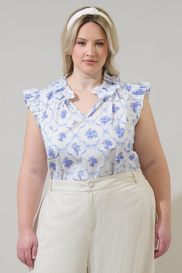 sugarlips Nia Floral Jaye Ruffle Top Curve