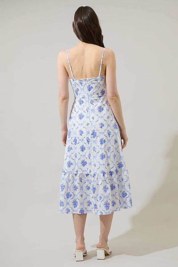 Sugarlips Nia Floral Perline Bow Midi Dress