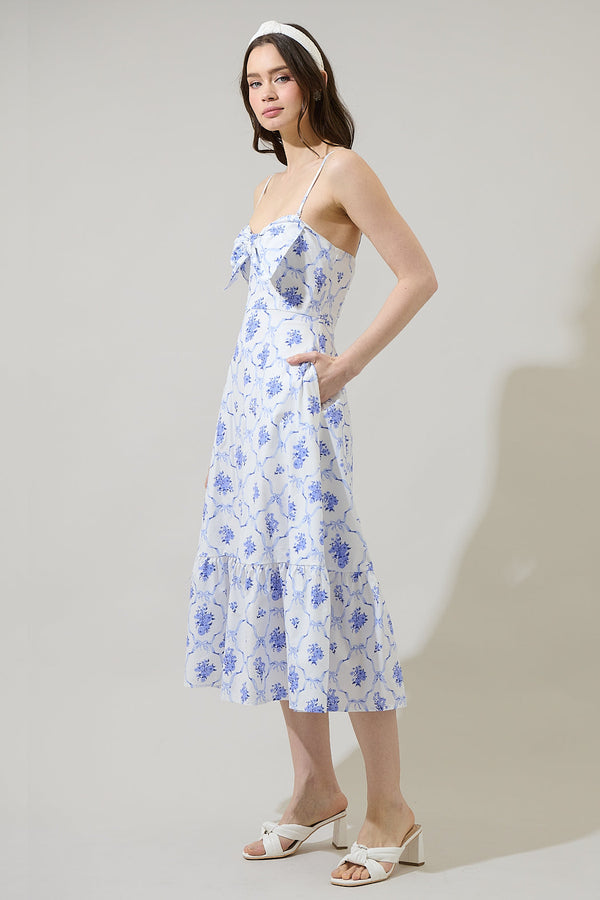 Sugarlips Nia Floral Perline Bow Midi Dress