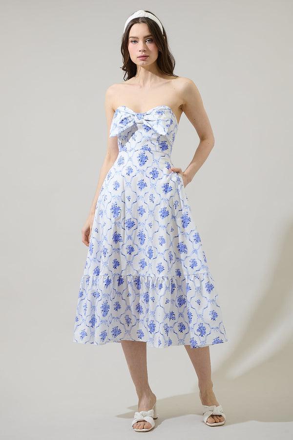 Sugarlips Nia Floral Perline Bow Midi Dress