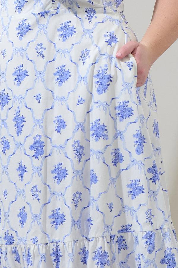 Sugarlips Nia Floral Perline Bow Midi Dress Curve