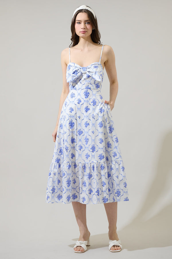 sugarlips Nia Floral Perline Bow Midi Dress