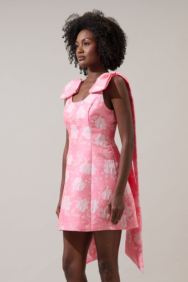 Sugarlips Nicole Jacquard Bow Sash Mini Dress