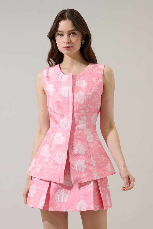 Sugarlips Nicole Jacquard Maize Sleeveless Top