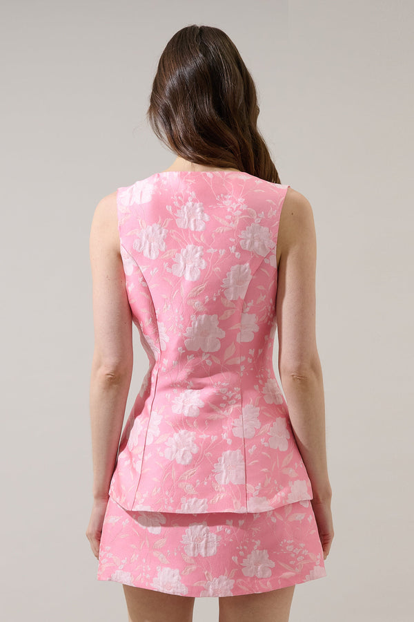 Sugarlips Nicole Jacquard Maize Sleeveless Top