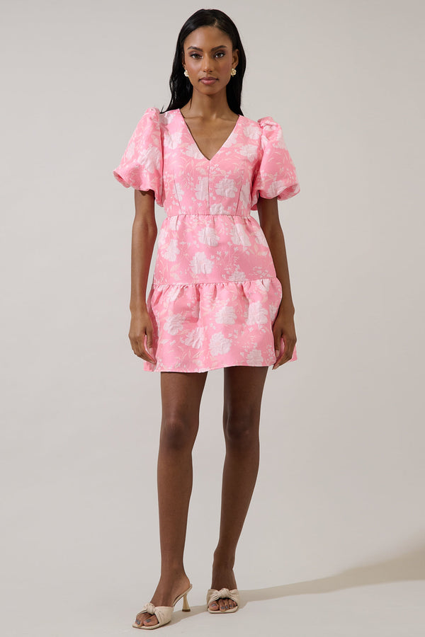 Sugarlips Nicole Jacquard May Tiered Mini Dress