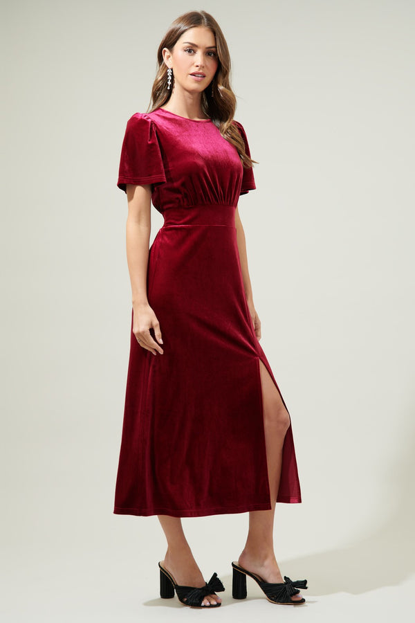 Sugarlips Night Bloom Velvet Midi Dress