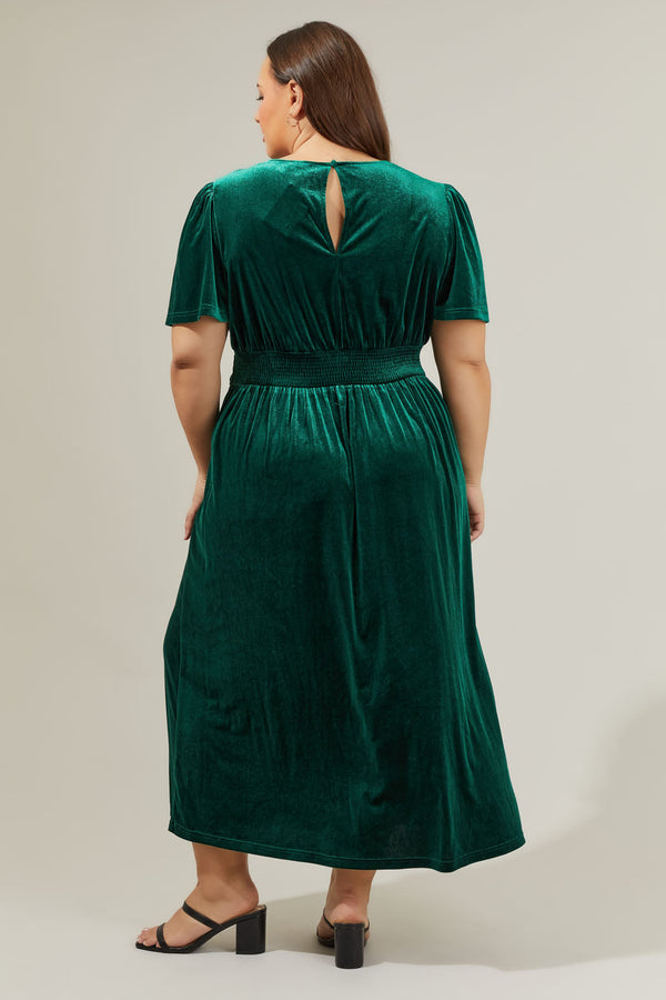 Sugarlips Night Bloom Velvet Midi Dress Curve