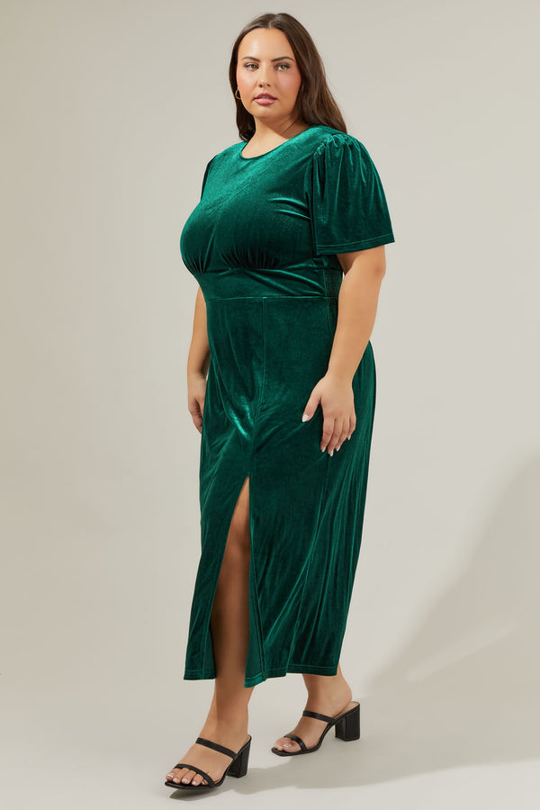 Sugarlips Night Bloom Velvet Midi Dress Curve