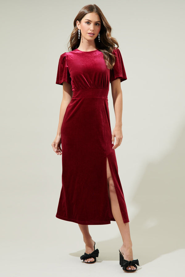 sugarlips Night Bloom Velvet Midi Dress