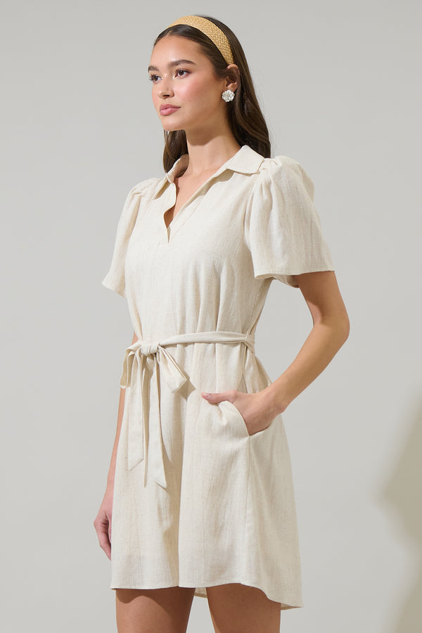 Sugarlips Nitza Linen Collared Mini Dress