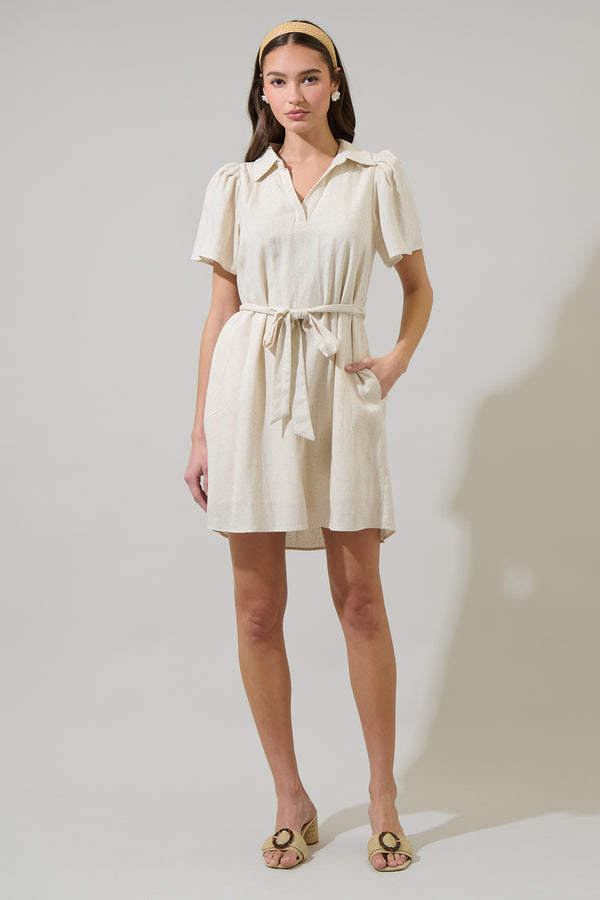 Sugarlips Nitza Linen Collared Mini Dress