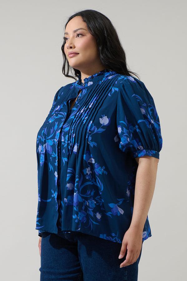 Sugarlips Niva Floral Elysia Pleated Blouse Curve