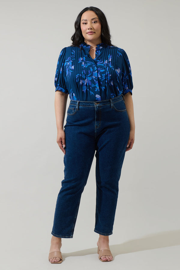 Sugarlips Niva Floral Elysia Pleated Blouse Curve