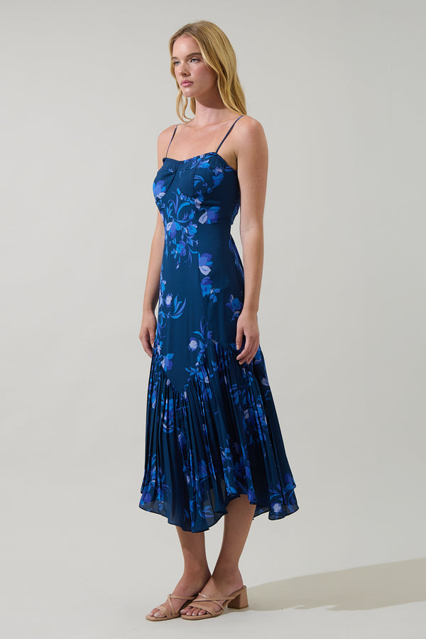 Sugarlips Niva Floral Hendra Pleated Midi Dress