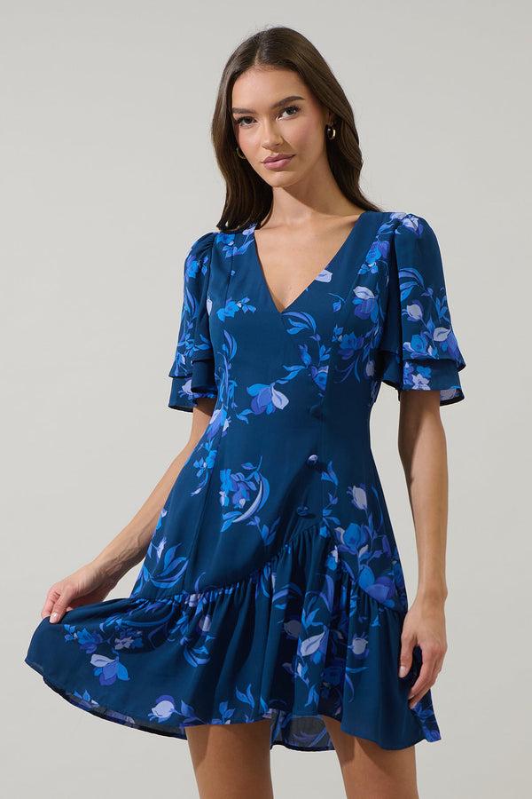Sugarlips Niva Floral Rivane Button Mini Dress