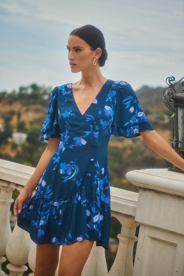 sugarlips Niva Floral Rivane Button Mini Dress