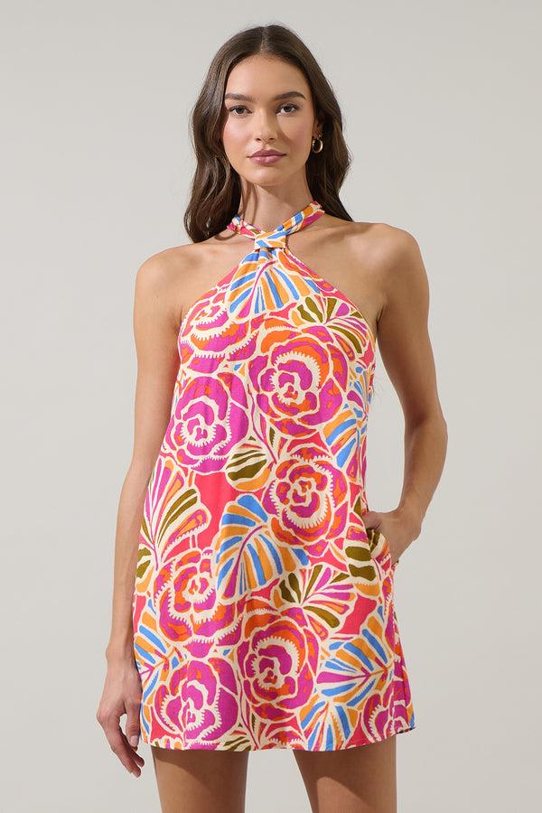 Sugarlips Nomi Floral Amory Halter Mini Dress