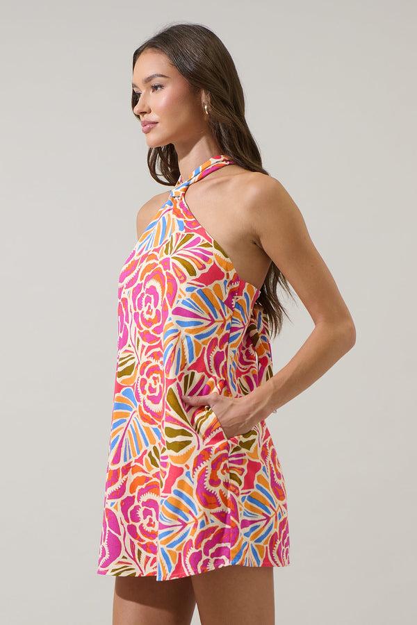 Sugarlips Nomi Floral Amory Halter Mini Dress