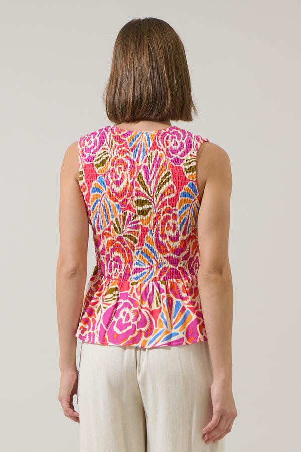 Sugarlips Nomi Floral Tinda Smocked Peplum Top
