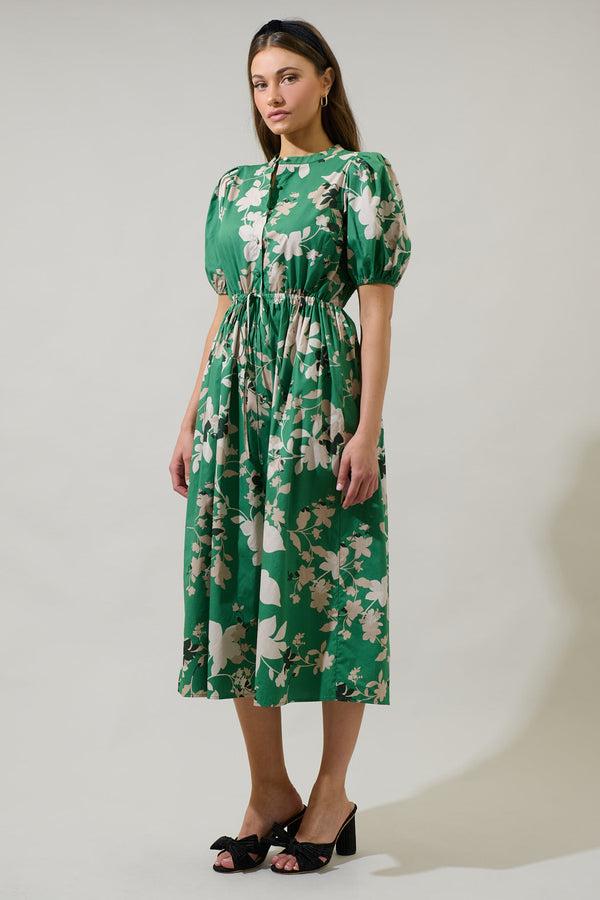 Sugarlips Nora Floral Terri Button Down Midi Dress