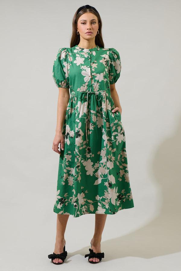 Sugarlips Nora Floral Terri Button Down Midi Dress