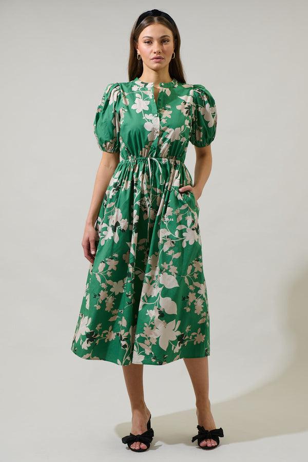 sugarlips Nora Floral Terri Button Down Midi Dress
