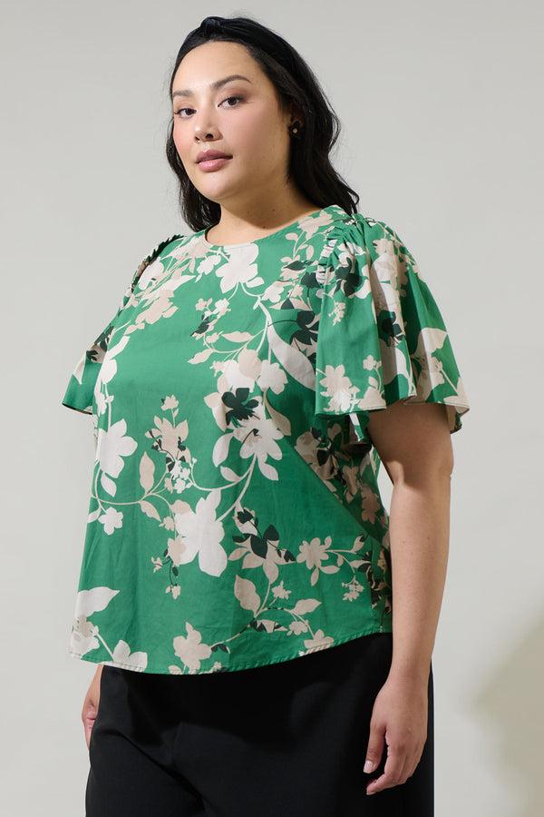 Sugarlips Nora Floral Tune Puff Sleeve Top Curve