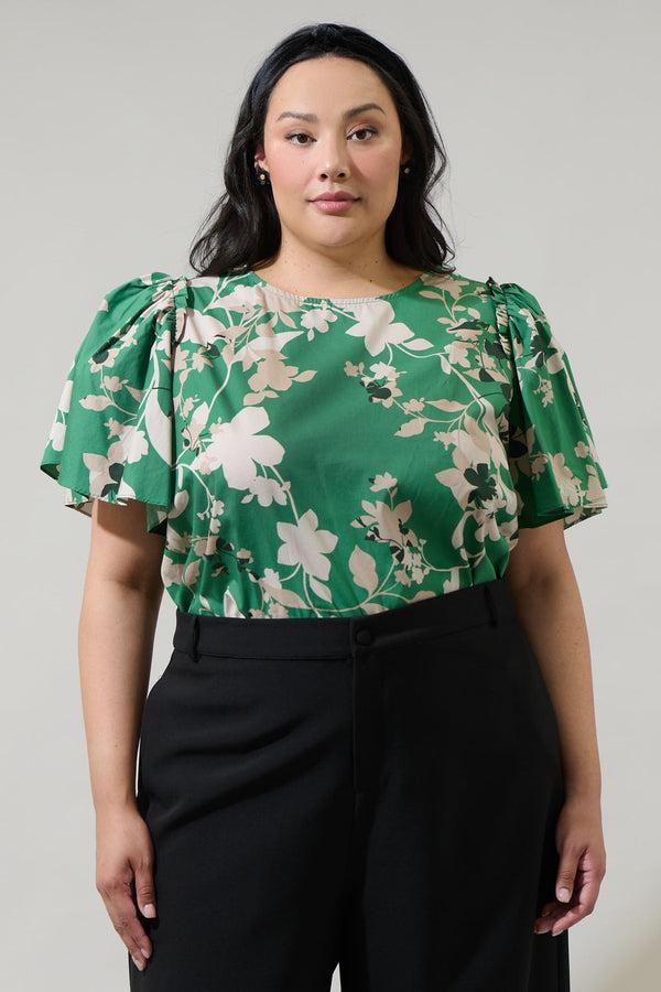 sugarlips Nora Floral Tune Puff Sleeve Top Curve