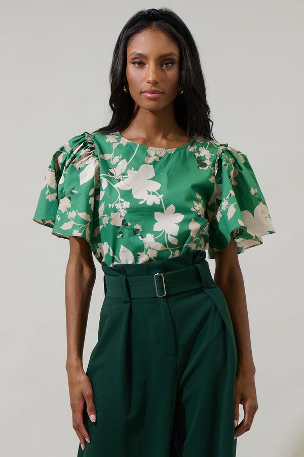 sugarlips Nora Floral Tune Puff Sleeve Top