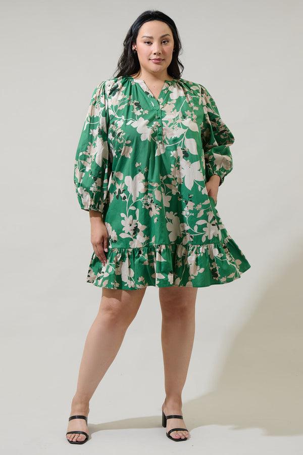 Sugarlips Nora Floral Whine Shift Mini Dress Curve