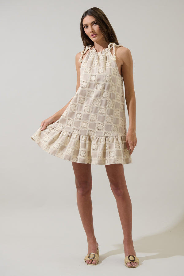 Sugarlips Norah Crochet Rumba Halter Mini Dress