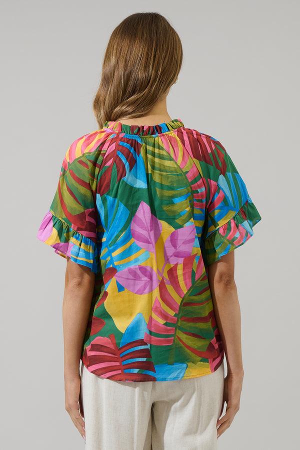 Sugarlips Novi Tropical Erie Split Neck Top