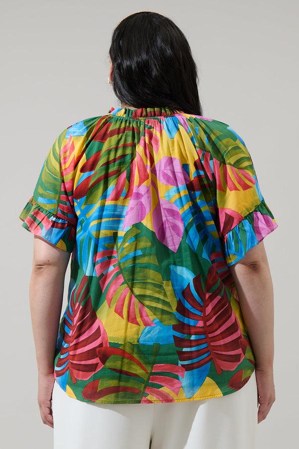 Sugarlips Novi Tropical Erie Split Neck Top Curve