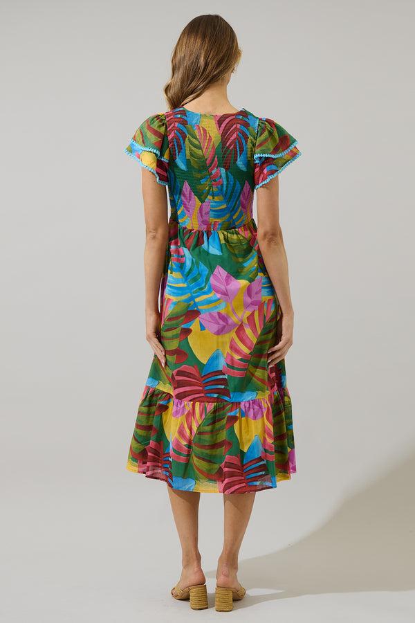 Sugarlips Novi Tropical Patte Tiered Midi Dress