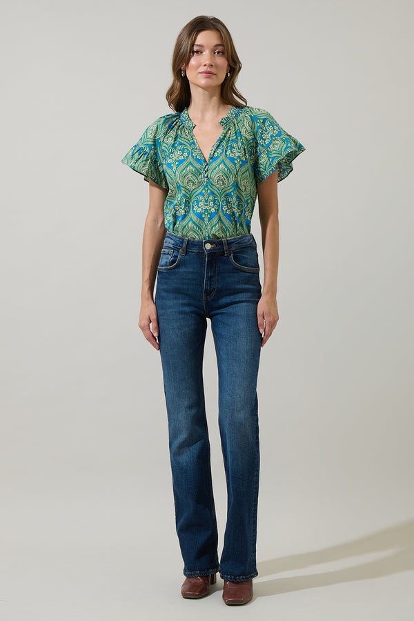 Sugarlips Nyra Paisley Macy Ruffle Top
