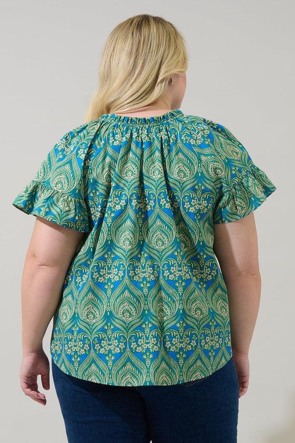 Sugarlips Nyra Paisley Macy Ruffle Top Curve