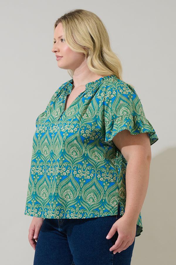 Sugarlips Nyra Paisley Macy Ruffle Top Curve