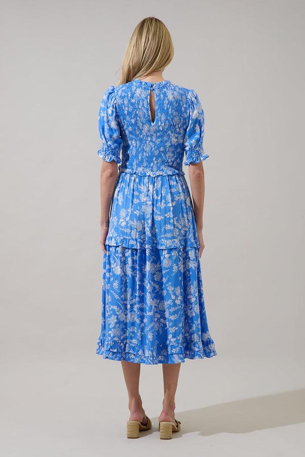 Sugarlips Odella Floral Analisa Smocked Midi Dress