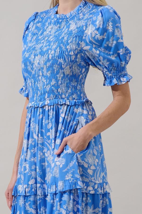 Sugarlips Odella Floral Analisa Smocked Midi Dress
