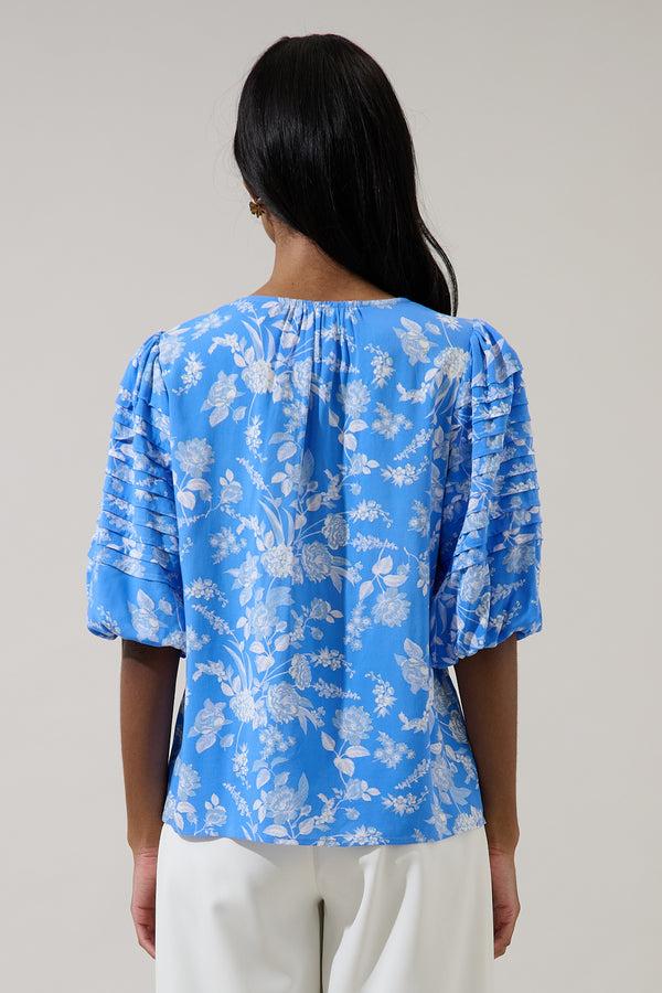 Sugarlips Odella Floral Cerry Pleated Top