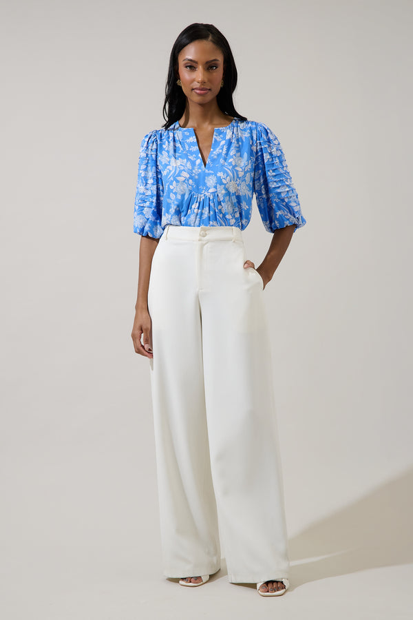 Sugarlips Odella Floral Cerry Pleated Top