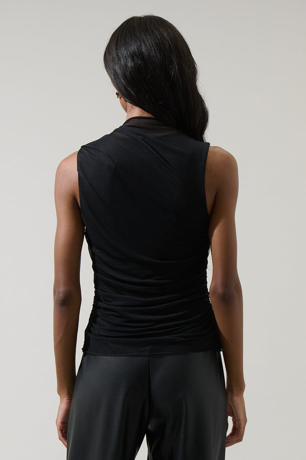 Sugarlips Odilia Ruched Sleeveless Blouse