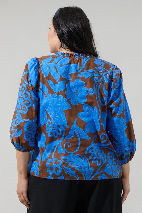 Sugarlips Ofelia Floral Kiley Split Neck Top Curve